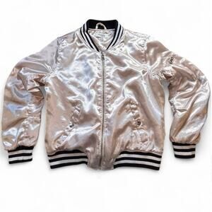 Charlotte Russe Light Pink Y2K Retro Jacket, front zipper, Size S